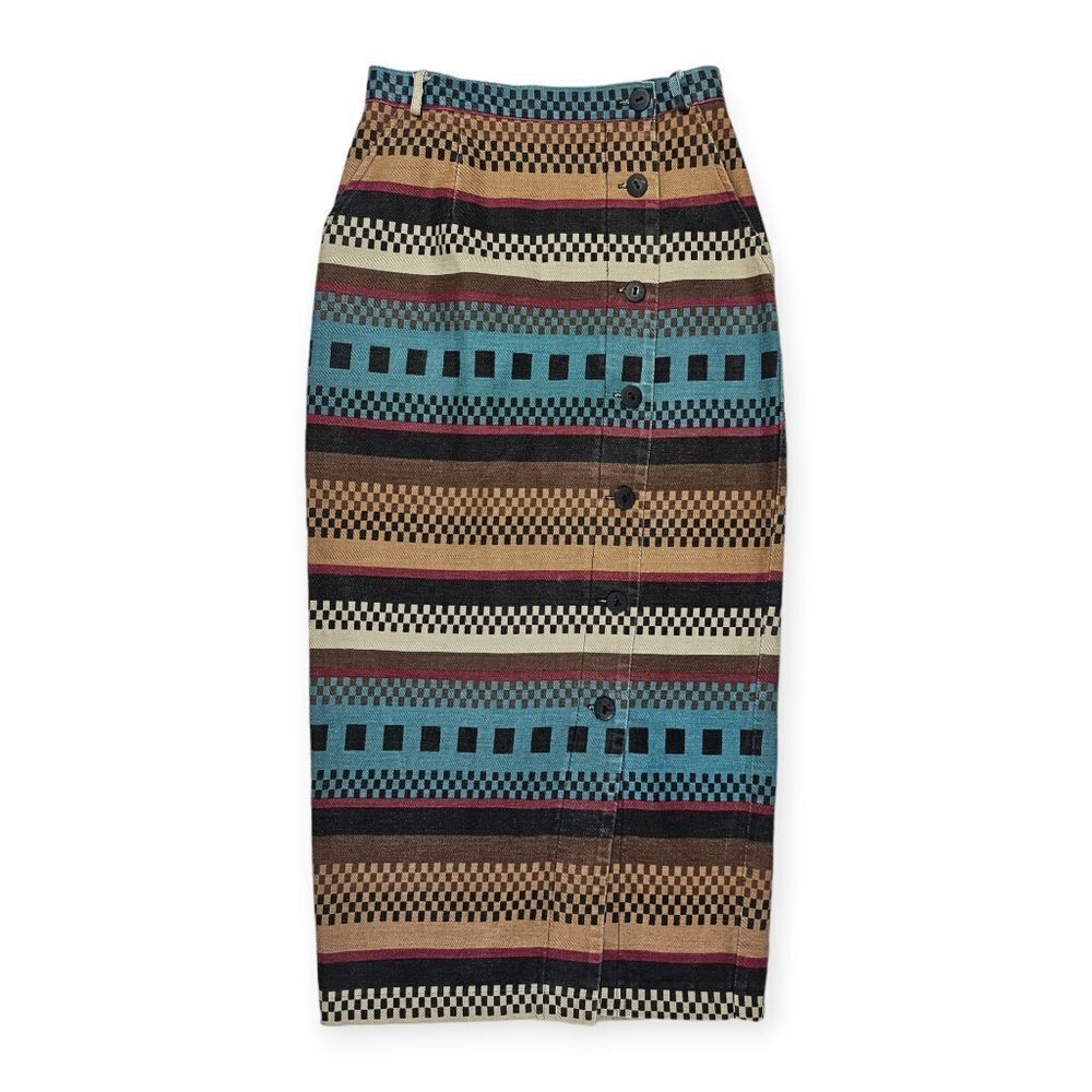 On the Verge Vintage Western‎ Aztec Button Down Long Skirt Women's Size  10